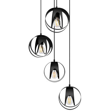 Candelabro suspenso MOONLIGHT 4xE27/15W/230V preto