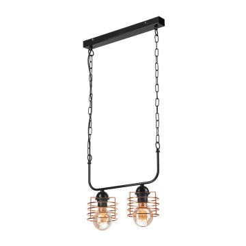 Candelabro suspenso MORGAN 2xE27/60W/230V preto/cobre