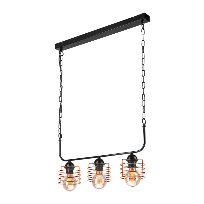 Candelabro suspenso MORGAN 3xE27/60W/230V preto/cobre