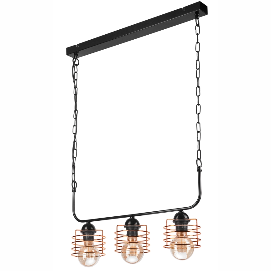 Candelabro suspenso MORGAN 3xE27/60W/230V preto/cobre