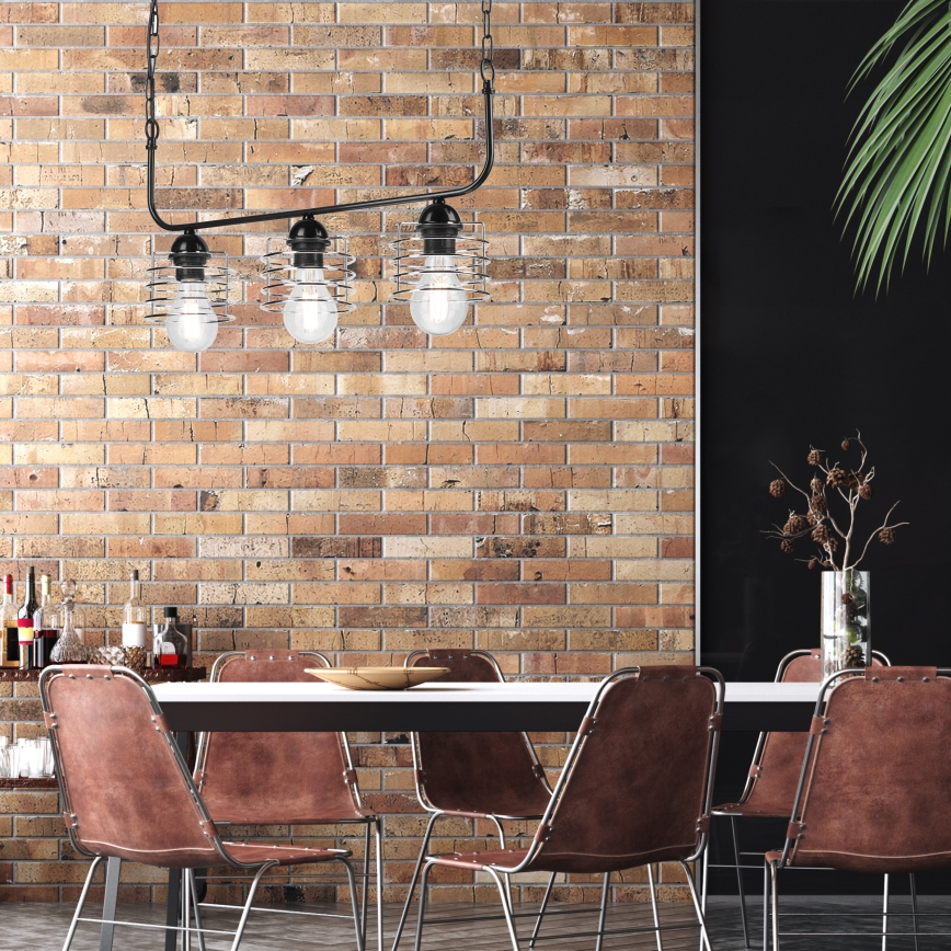 Candelabro suspenso MORGAN 3xE27/60W/230V preto/cromado