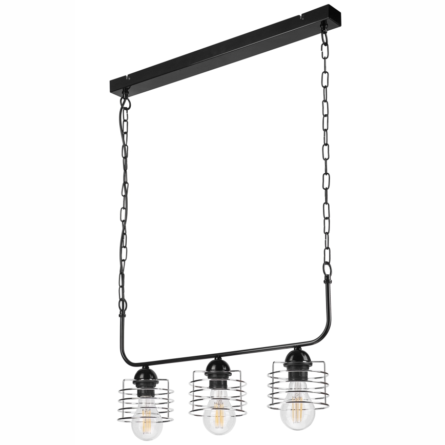 Candelabro suspenso MORGAN 3xE27/60W/230V preto/cromado