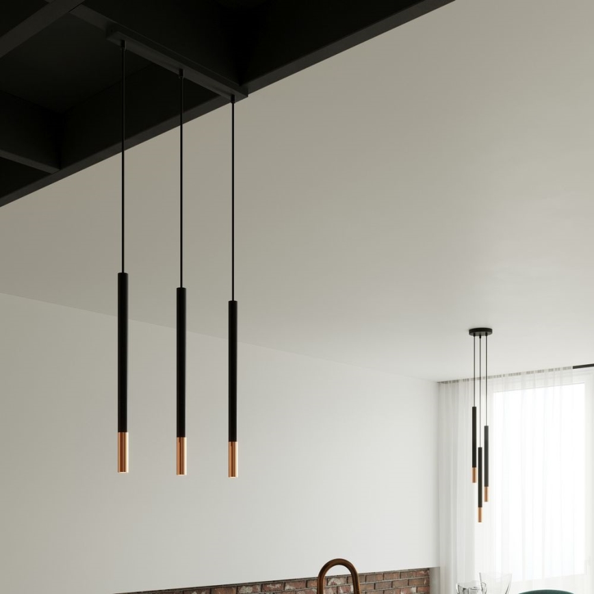 Candelabro suspenso MOSAIC 3xG9/12W/230V preto/cobre