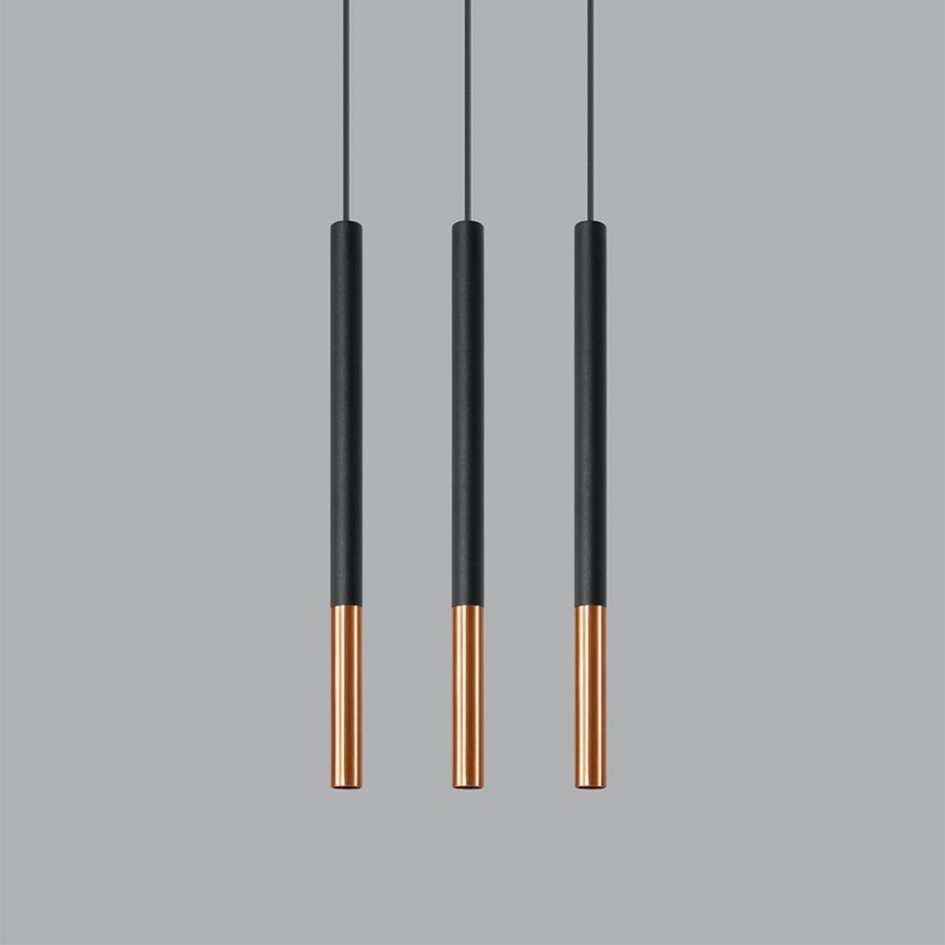 Candelabro suspenso MOSAIC 3xG9/12W/230V preto/cobre