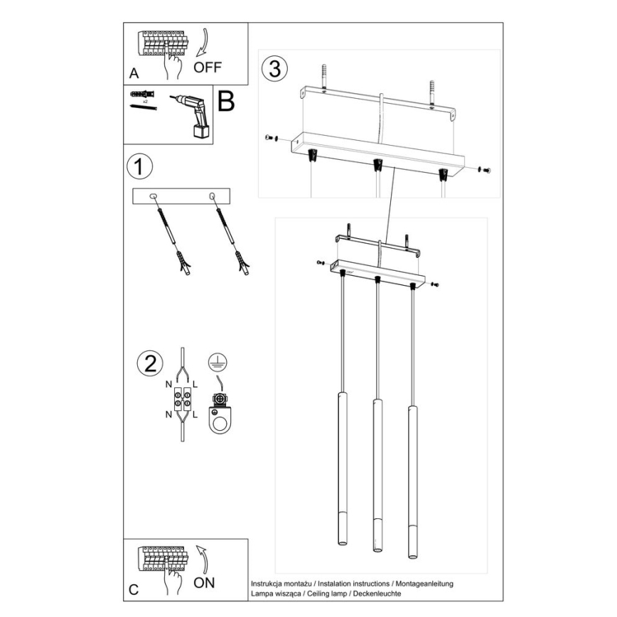 Candelabro suspenso MOSAIC 3xG9/12W/230V preto/cobre