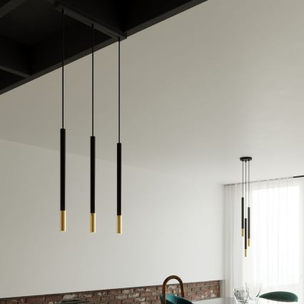 Candelabro suspenso MOSAIC 3xG9/12W/230V preto/dourado