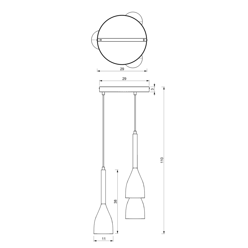 Candelabro suspenso MUZA 3xE27/60W/230V redondo