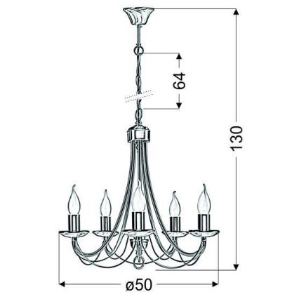 Candelabro suspenso MUZA 5xE14/40W/230V