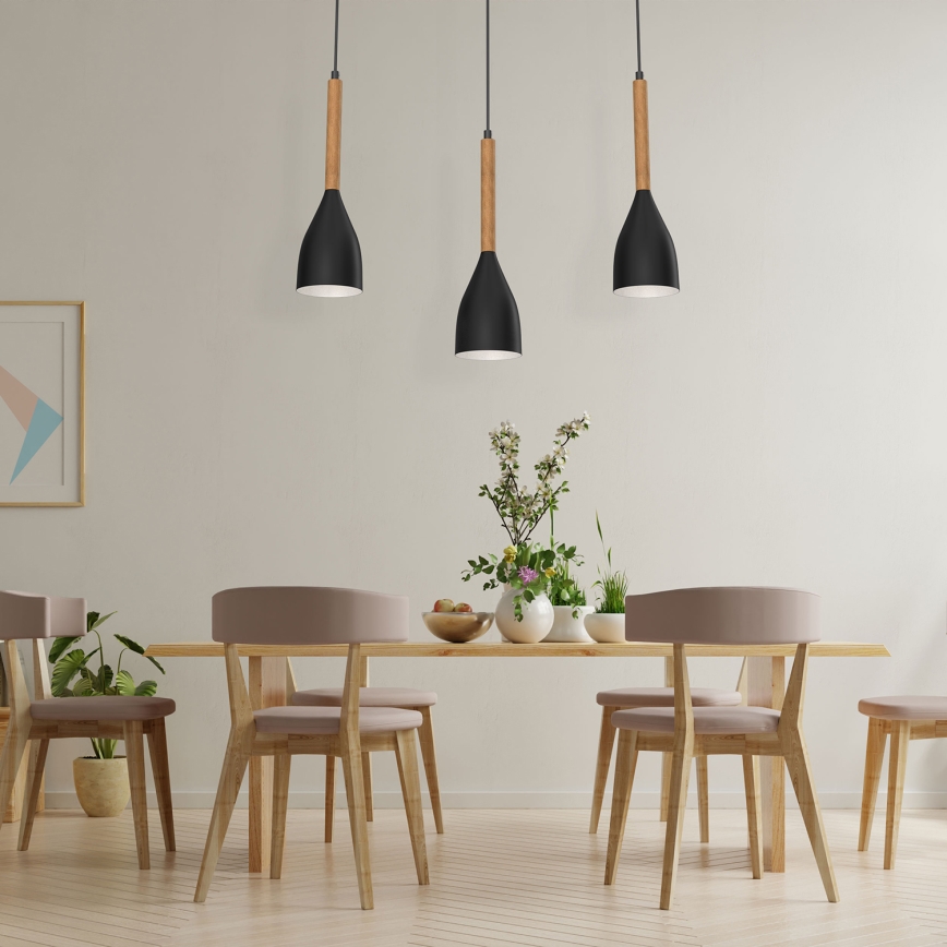 Candelabro suspenso MUZA NEW 3xE27/60W/230V preto