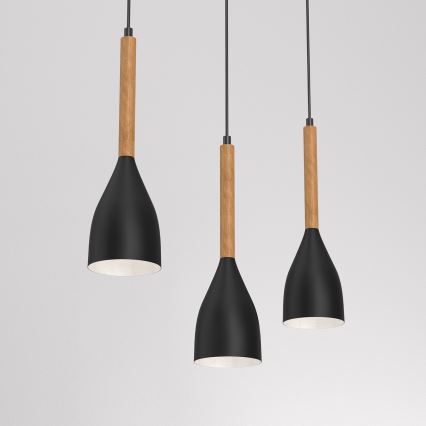 Candelabro suspenso MUZA NEW 3xE27/60W/230V preto