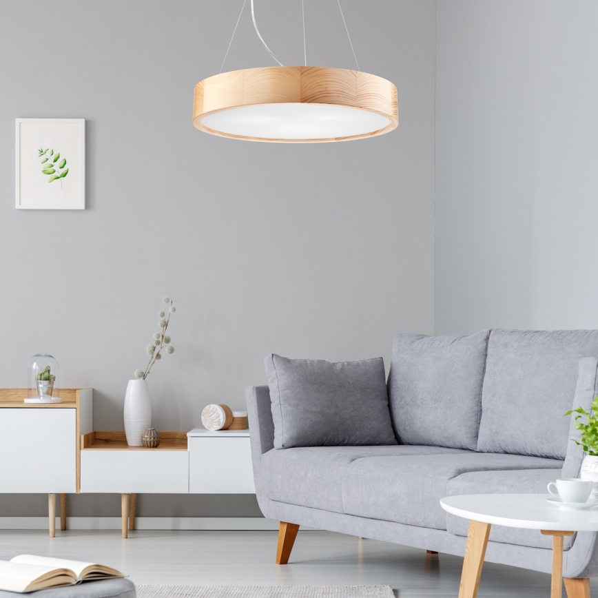 Candelabro suspenso NATURAL 3xE27/60W/230V ø 47 cm pinho - FSC certificado