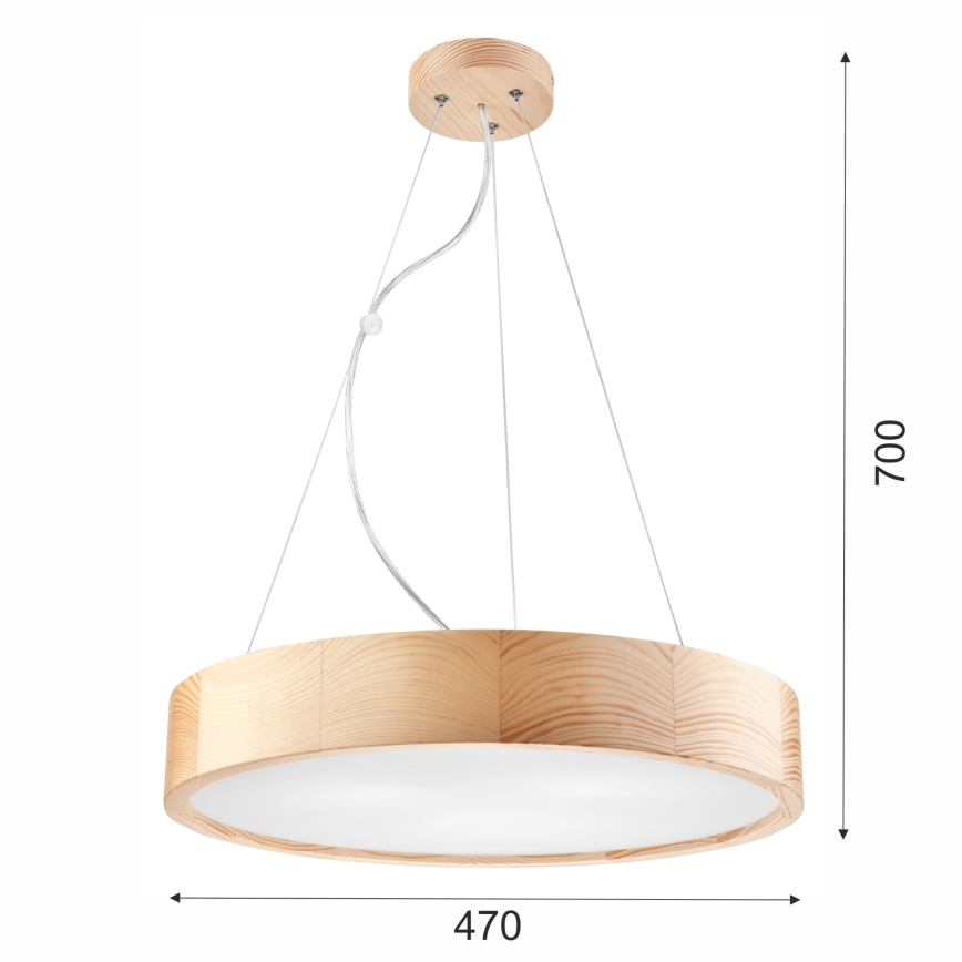 Candelabro suspenso NATURAL 3xE27/60W/230V ø 47 cm pinho - FSC certificado