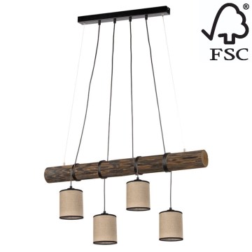 Candelabro suspenso NEGRO 4xE27/25W/230V pinho - certificado por FSC