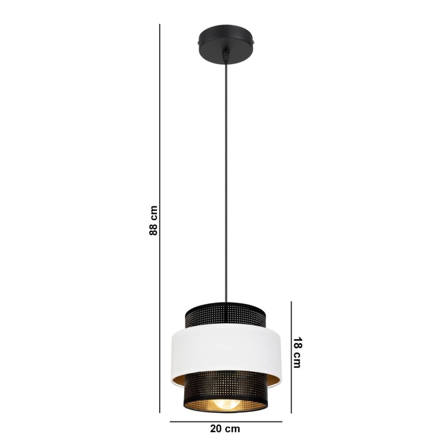 Candelabro suspenso NESS 1xE27/60W/230V preto/branco