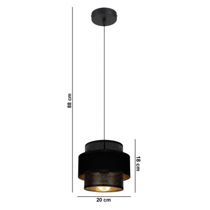 Candelabro suspenso NESS 1xE27/60W/230V preto
