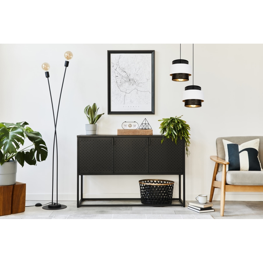 Candelabro suspenso NESS 2xE27/60W/230V diâmetro 30 cm preto/branco