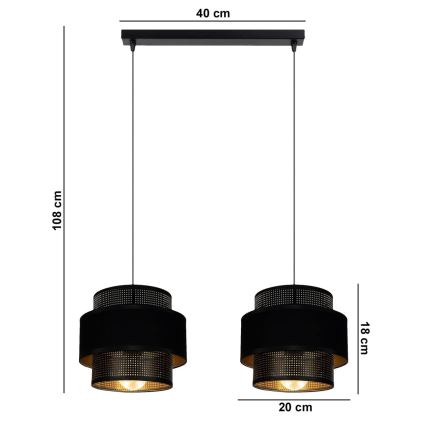 Candelabro suspenso NESS 2xE27/60W/230V preto