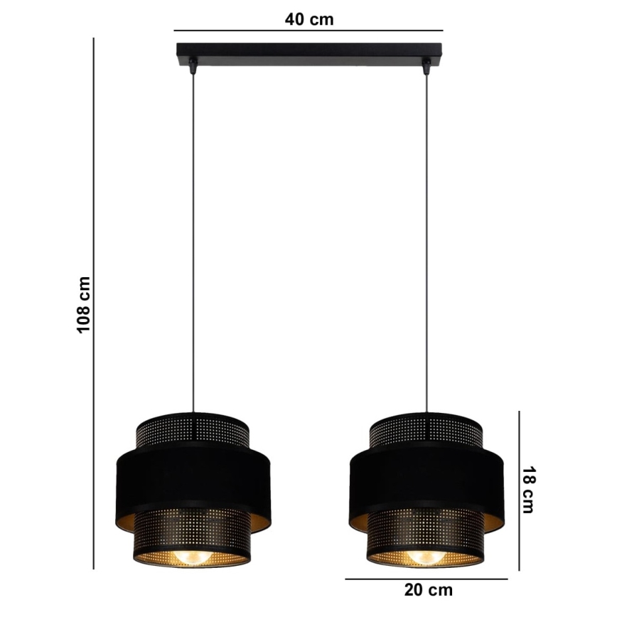 Candelabro suspenso NESS 2xE27/60W/230V preto