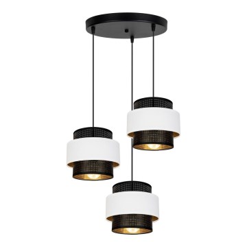 Candelabro suspenso NESS 3xE27/60W/230V diâmetro 45 cm preto/branco