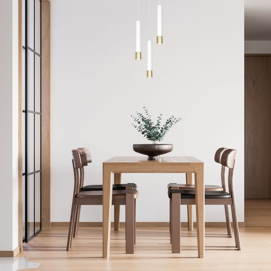 Candelabro suspenso NEST 3xGU10/8W/230V branco/dourado redondo