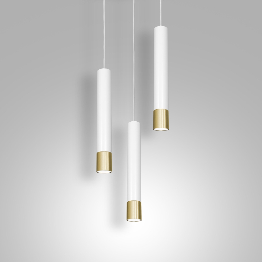 Candelabro suspenso NEST 3xGU10/8W/230V branco/dourado redondo