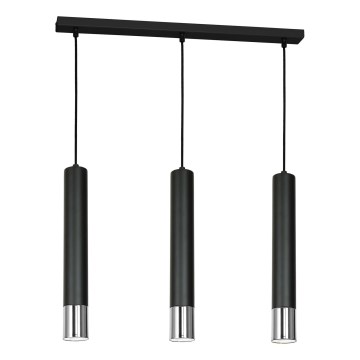Candelabro suspenso NEST 3xGU10/8W/230V preto/cromado brilhante