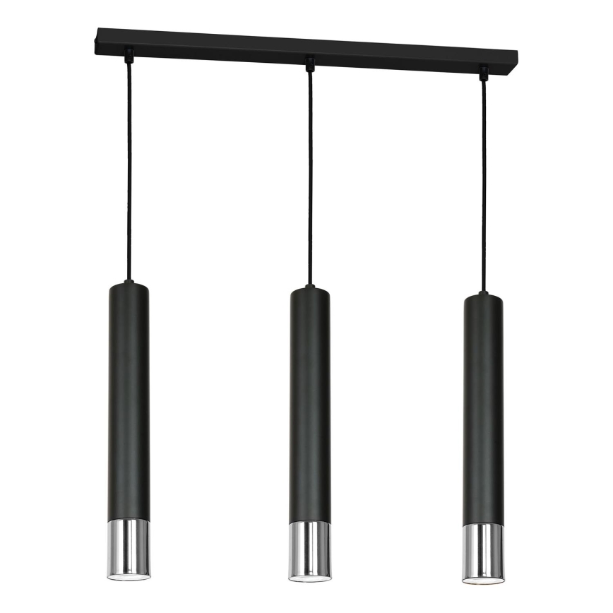 Candelabro suspenso NEST 3xGU10/8W/230V preto/cromado brilhante