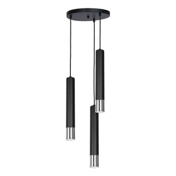 Candelabro suspenso NEST 3xGU10/8W/230V preto/cromado brilhante
