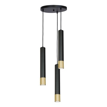 Candelabro suspenso NEST 3xGU10/8W/230V preto/dourado redondo