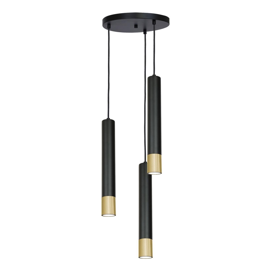 Candelabro suspenso NEST 3xGU10/8W/230V preto/dourado redondo
