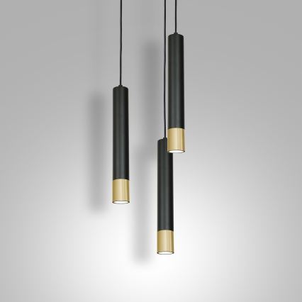 Candelabro suspenso NEST 3xGU10/8W/230V preto/dourado redondo