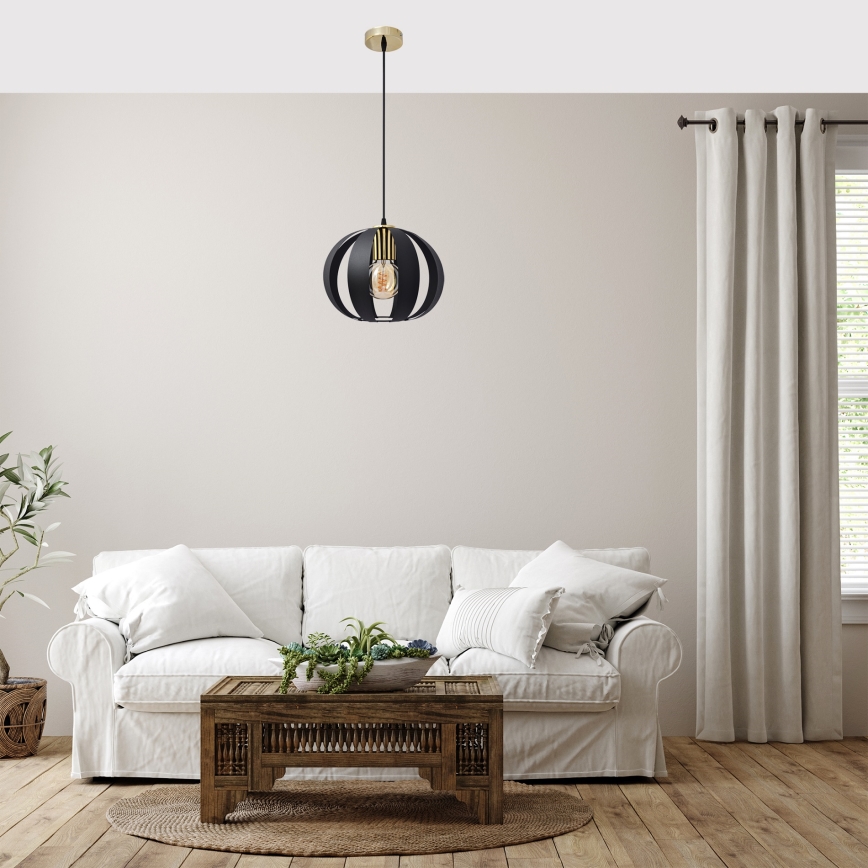 Candelabro suspenso NEWTON 1xE27/15W/230V preto/dourado