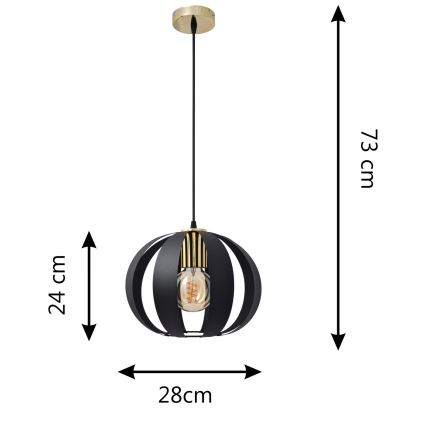Candelabro suspenso NEWTON 1xE27/15W/230V preto/dourado