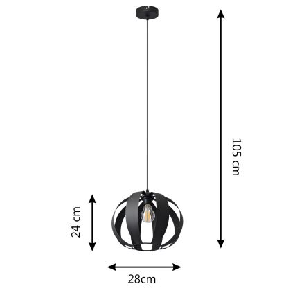 Candelabro suspenso NEWTON 1xE27/15W/230V preto