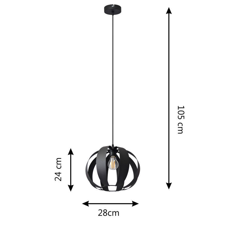 Candelabro suspenso NEWTON 1xE27/15W/230V preto