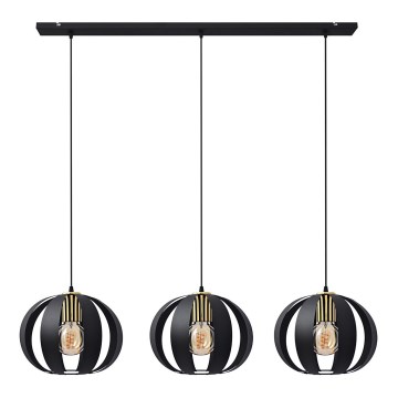 Candelabro suspenso NEWTON 3xE27/15W/230V preto/dourado
