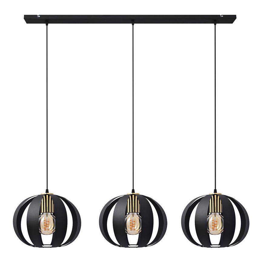 Candelabro suspenso NEWTON 3xE27/15W/230V preto/dourado