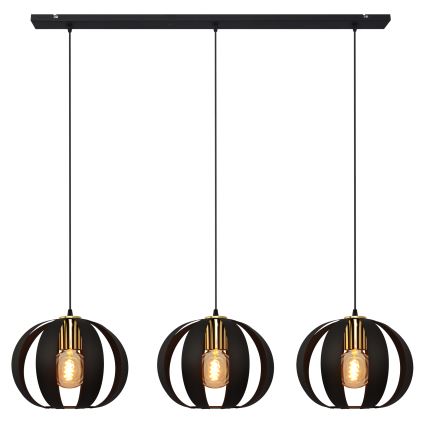 Candelabro suspenso NEWTON 3xE27/15W/230V preto/dourado