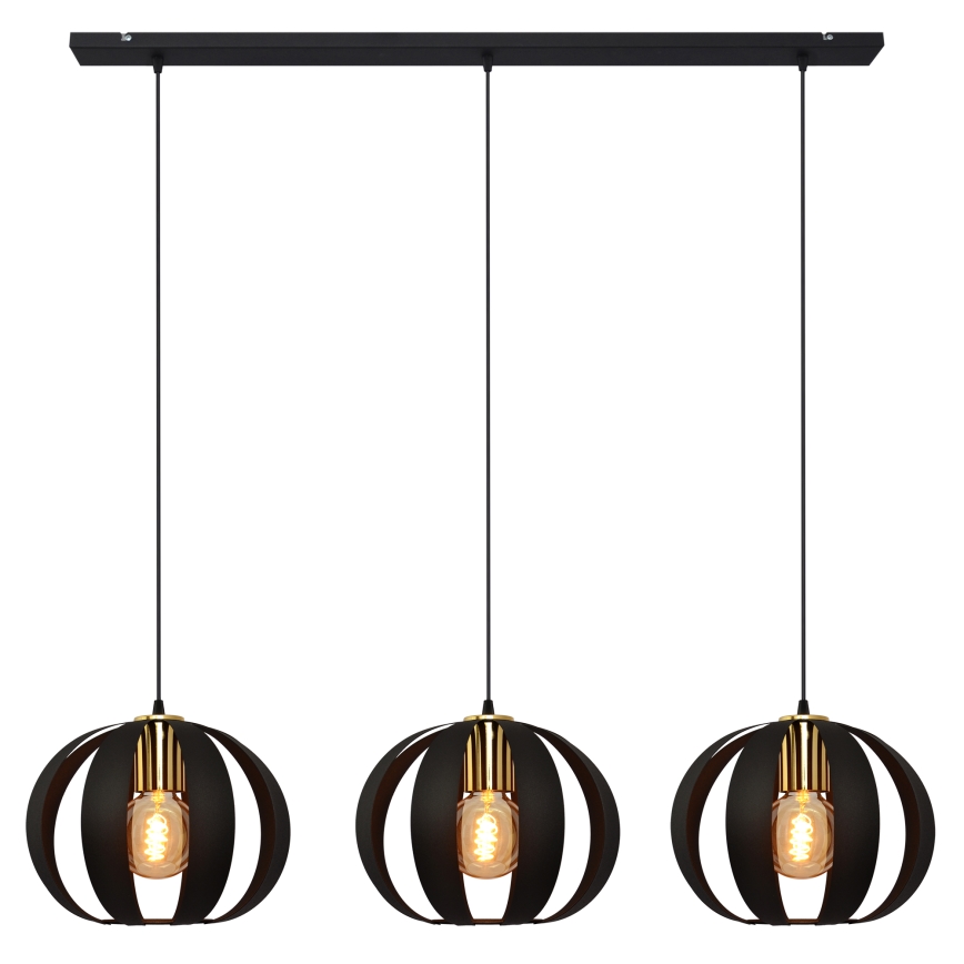 Candelabro suspenso NEWTON 3xE27/15W/230V preto/dourado