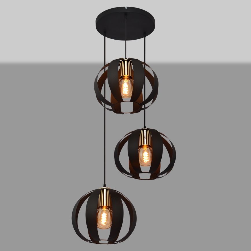 Candelabro suspenso NEWTON 3xE27/15W/230V preto