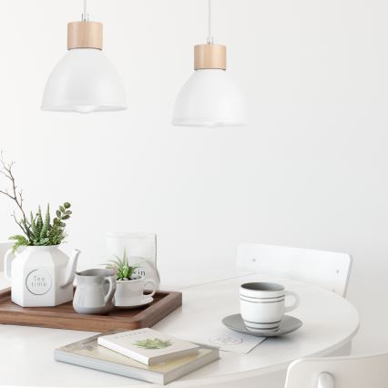 Candelabro suspenso NICO 2xE27/60W/230V branco/faia