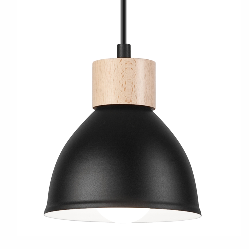 Candelabro suspenso NICO 3xE27/60W/230V preto/faia