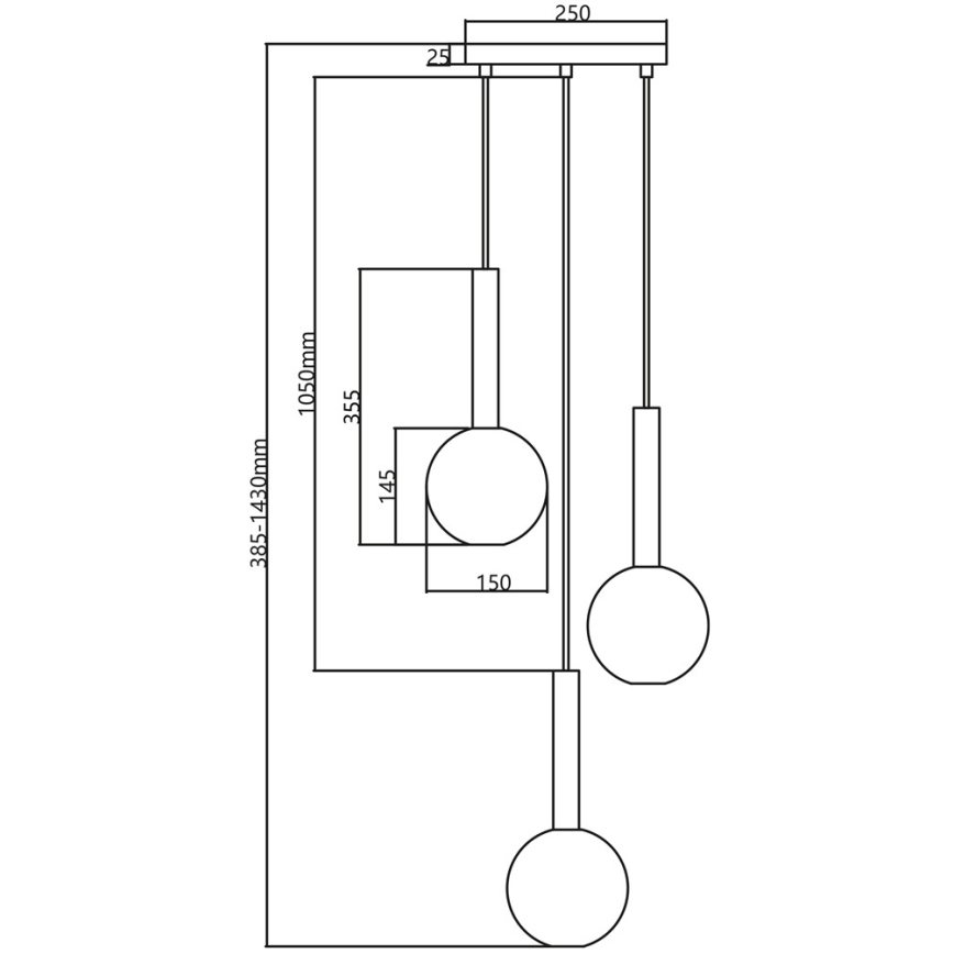 Candelabro suspenso NIKO 3xG9/9W/230V dourada