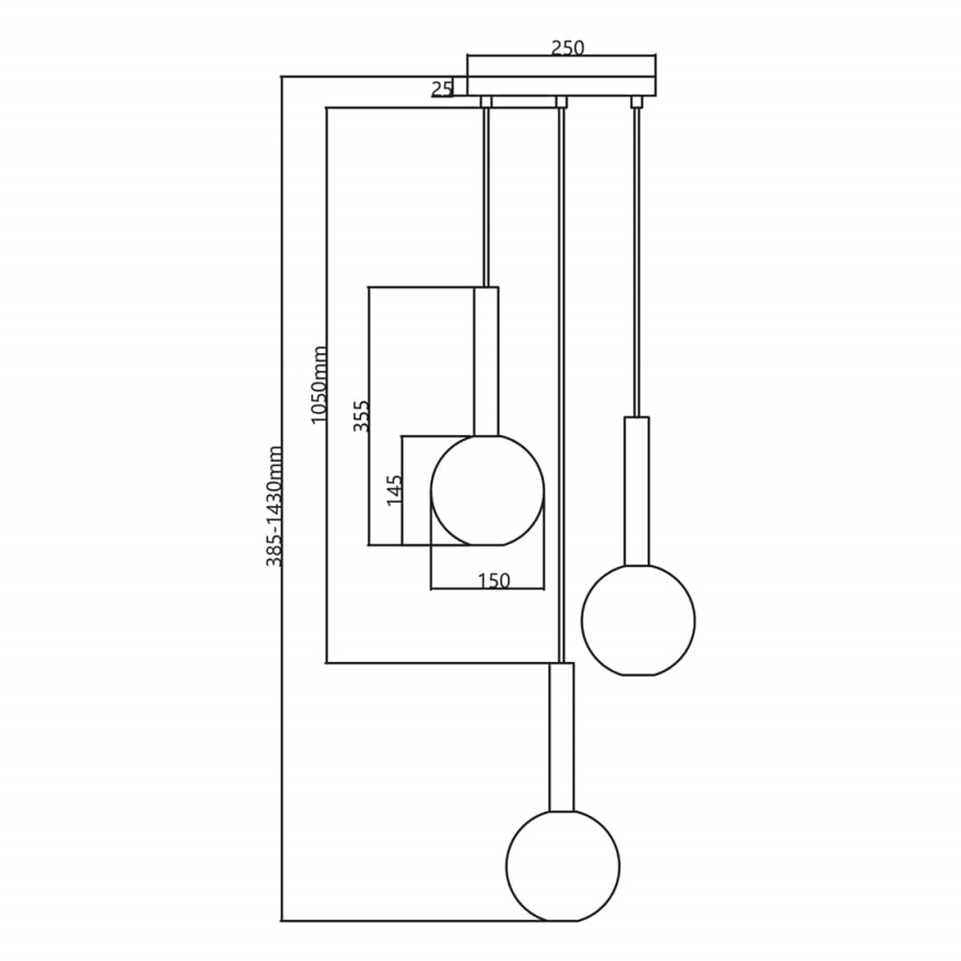Candelabro suspenso NIKO 3xG9/9W/230V preto