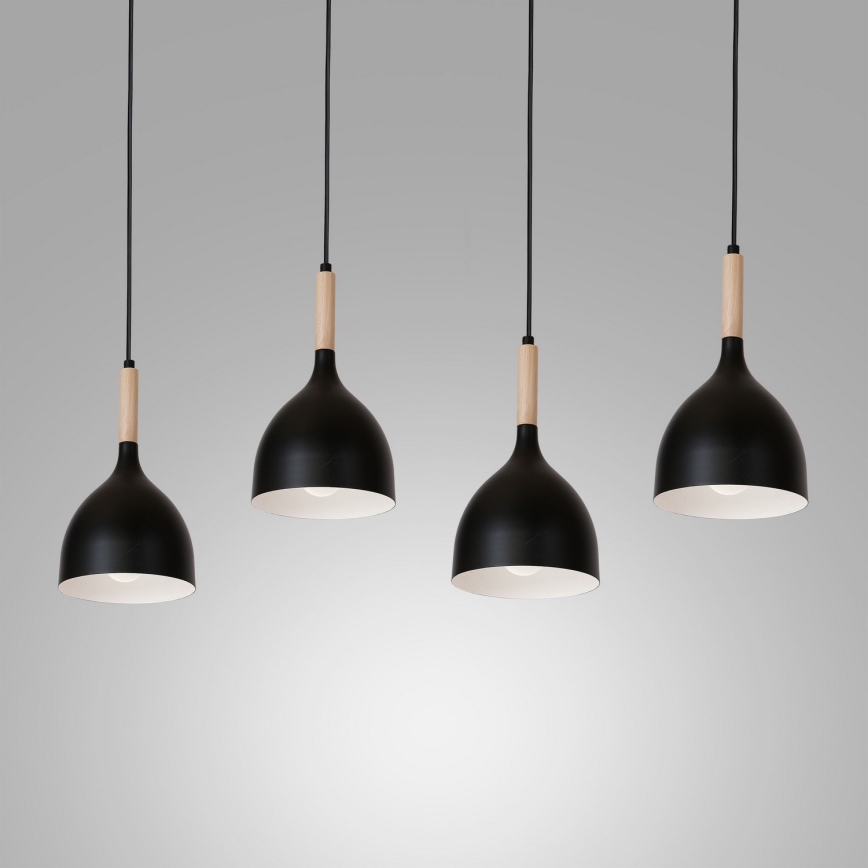 Candelabro suspenso NOAK WOOD 4xE27/60W/230V