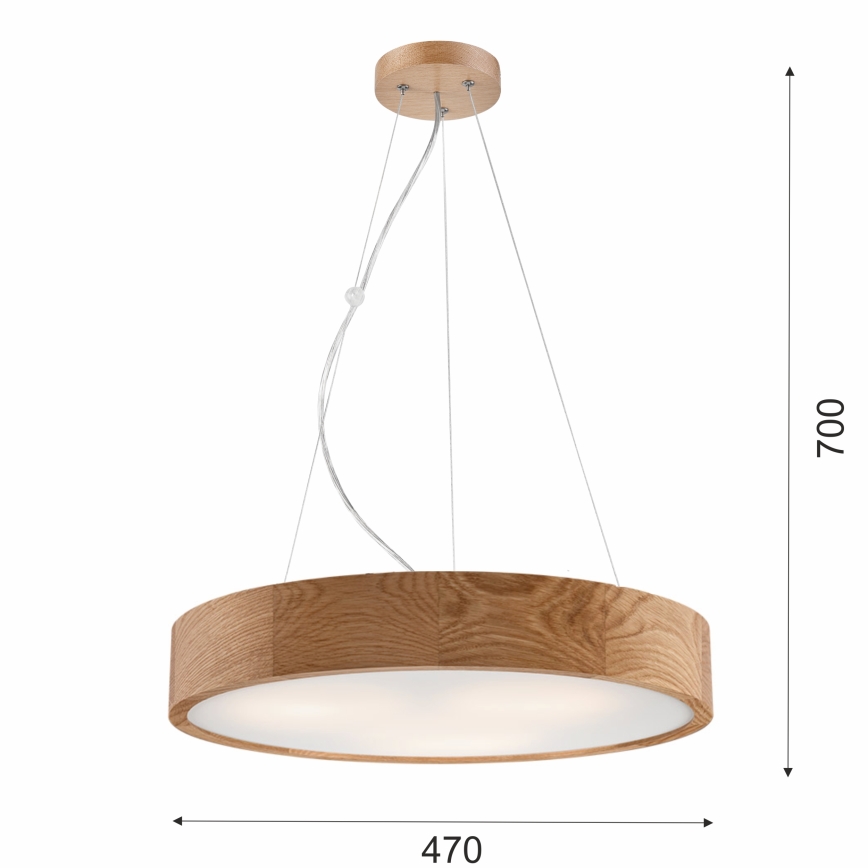 Candelabro suspenso OAK 3xE27/60W/230V carvalho ø 47,5 cm - FSC certificado