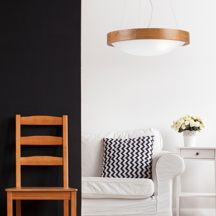 Candelabro suspenso OAK SLIM 2xE27/60W/230V ø 37 cm carvalho