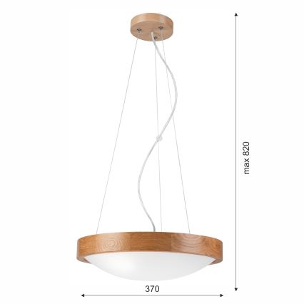 Candelabro suspenso OAK SLIM 2xE27/60W/230V ø 37 cm carvalho
