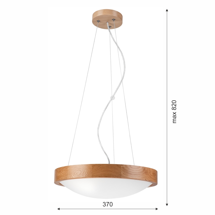 Candelabro suspenso OAK SLIM 2xE27/60W/230V ø 37 cm carvalho