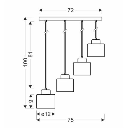 Candelabro suspenso OLENA 4xE27/60W/230V preto